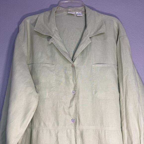 Merona Women's Linen Tunic Button Up Top Size XL Oversized Lagenlook Bohemian - Picture 4 of 6